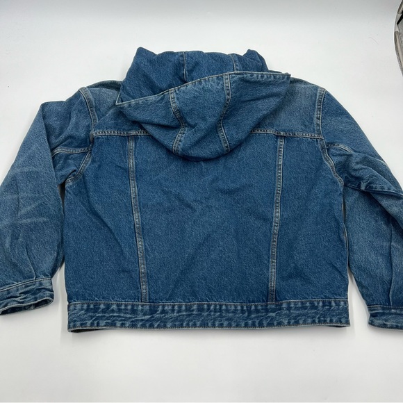 Wild Fable Womens Oversized Hooded Denim Jacket Medium Wash Blue Cotton M New - Picture 6 of 9